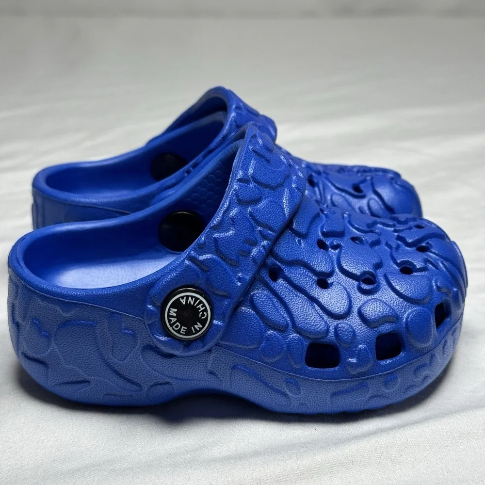 Blue Dinosaur Clogs Kids Size‎ 5 Toddler Slip On Sandals W Charms